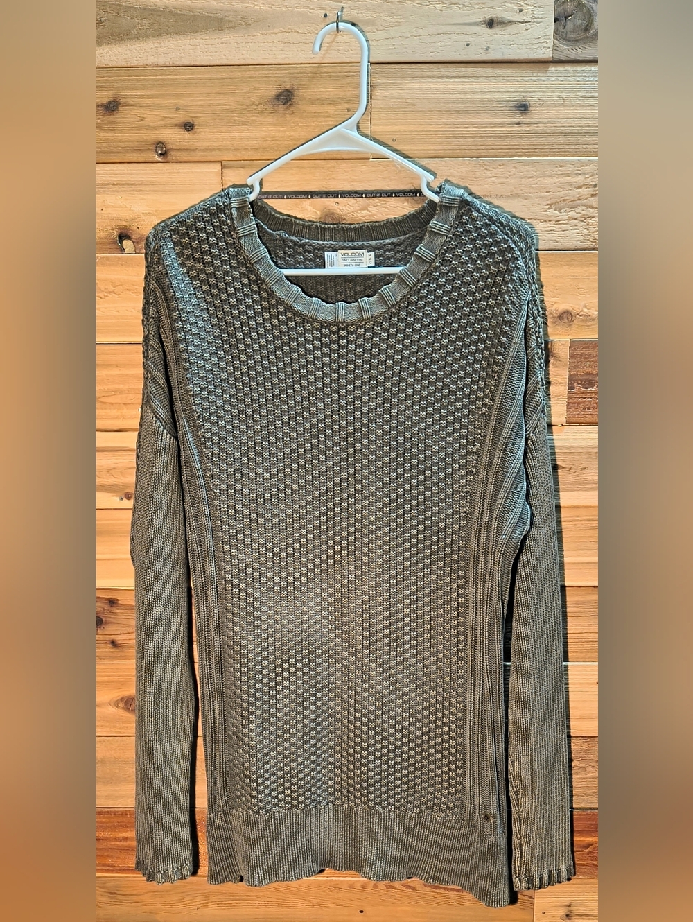 Waffle-Knit Sweater By Volcom - Size M - Cement Color